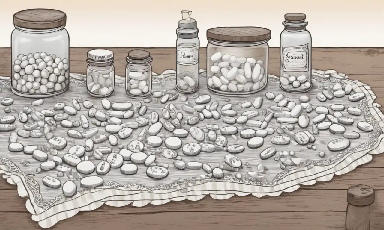 Colores suaves y detalles delicados en un arreglo armonioso de medicamentos