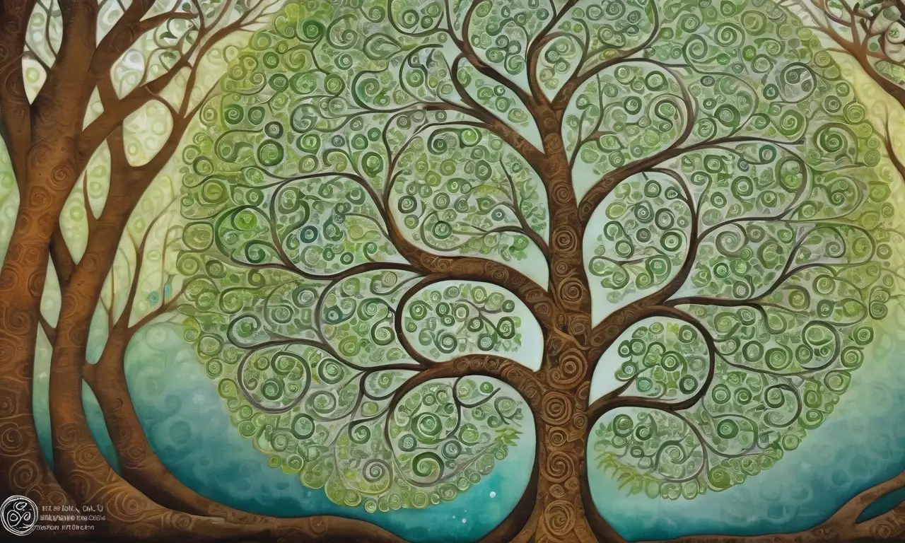 Un árbol majestuoso con raíces profundas, ramas retorcidas y un aura mística invita a explorar conexiones espirituales