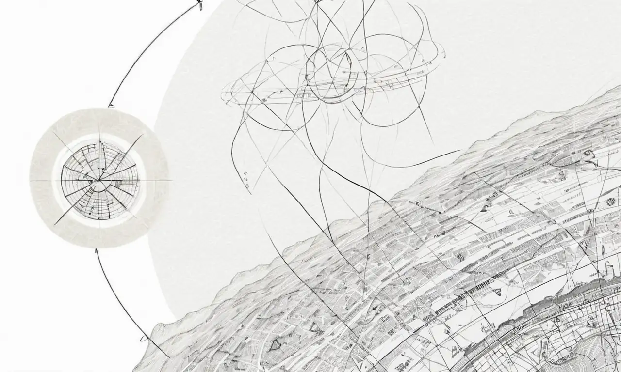 Una figura de Eratóstenes con contornos audaces, sombras suaves, mapas intrincados, texturas estrelladas, y un aura de sabiduría