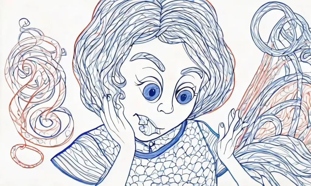 Una ilustración muestra la angustia de un niño y la tensión de su madre en un caos emocional y visual