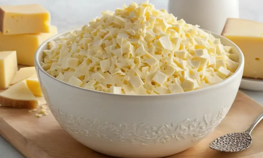 Una composición armoniosa de queso cremoso y aterciopelado en un tazón redondo con sombras sutiles y texturas suaves