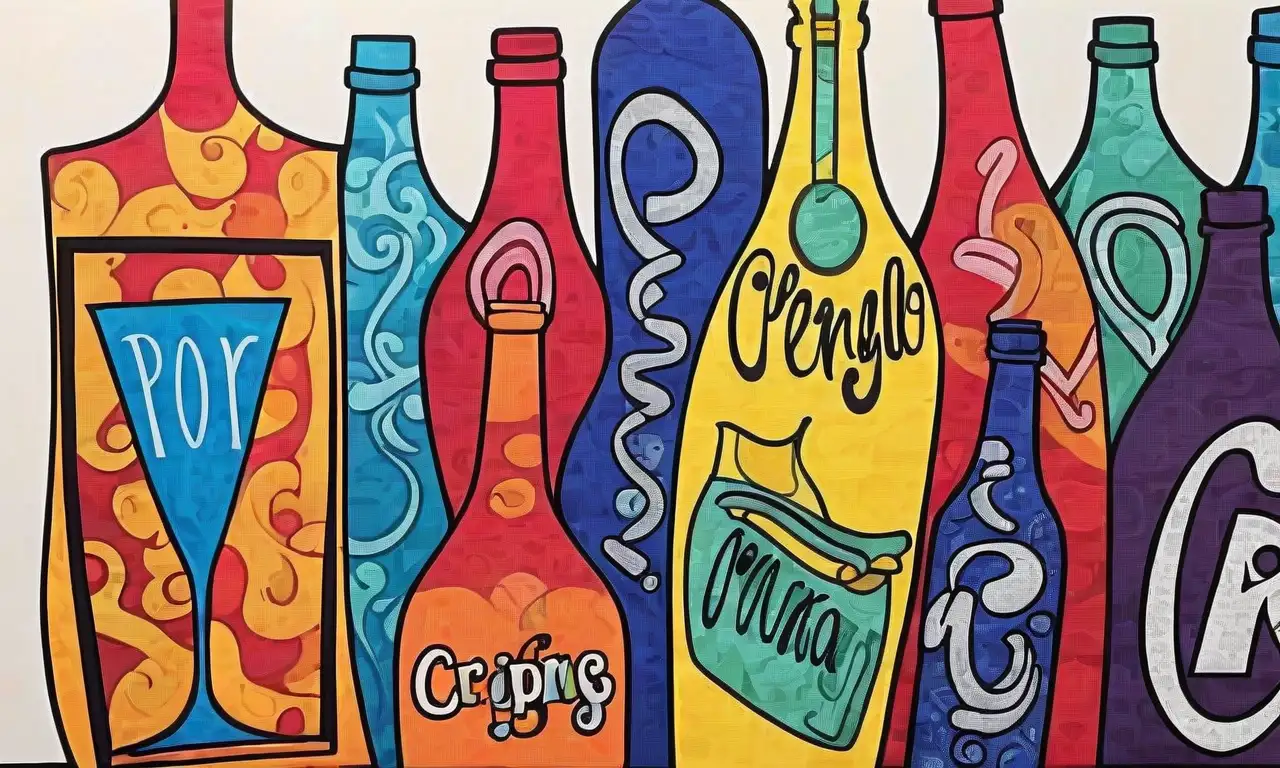 Un lienzo vibrante con letras contorneadas, luces y sombras que simbolizan el uso del alcohol
