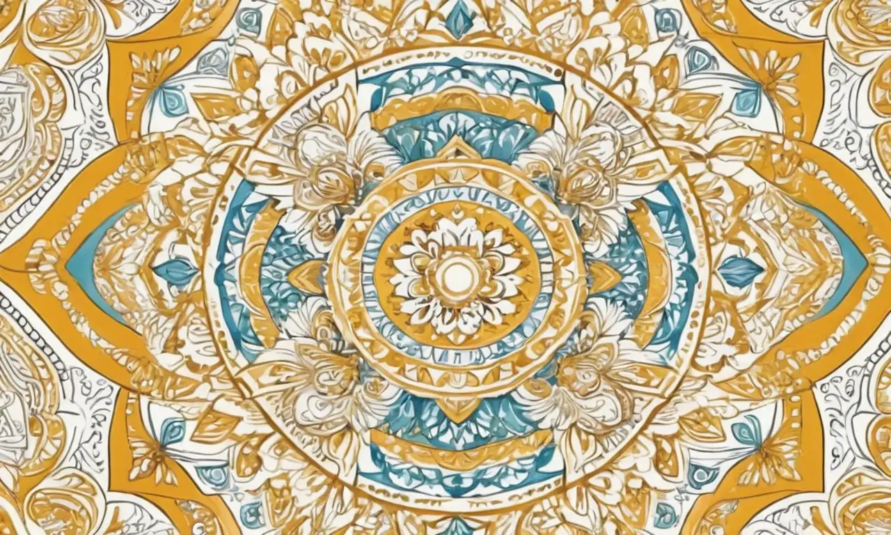 Colores vibrantes y patrones intrincados crean una composición armoniosa y espiritual