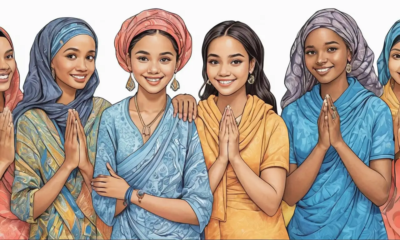 Un boceto vibrante que expresa juventud y unidad a través de figuras definidas, texturas y colores cálidos