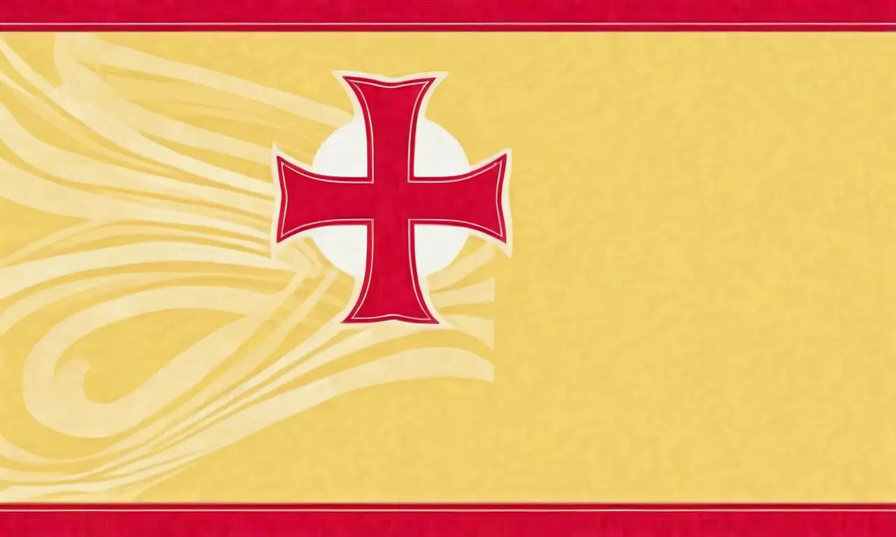 Una cruz roja vibrante destaca sobre un fondo amarillo, con matices y texturas que aportan profundidad y significado