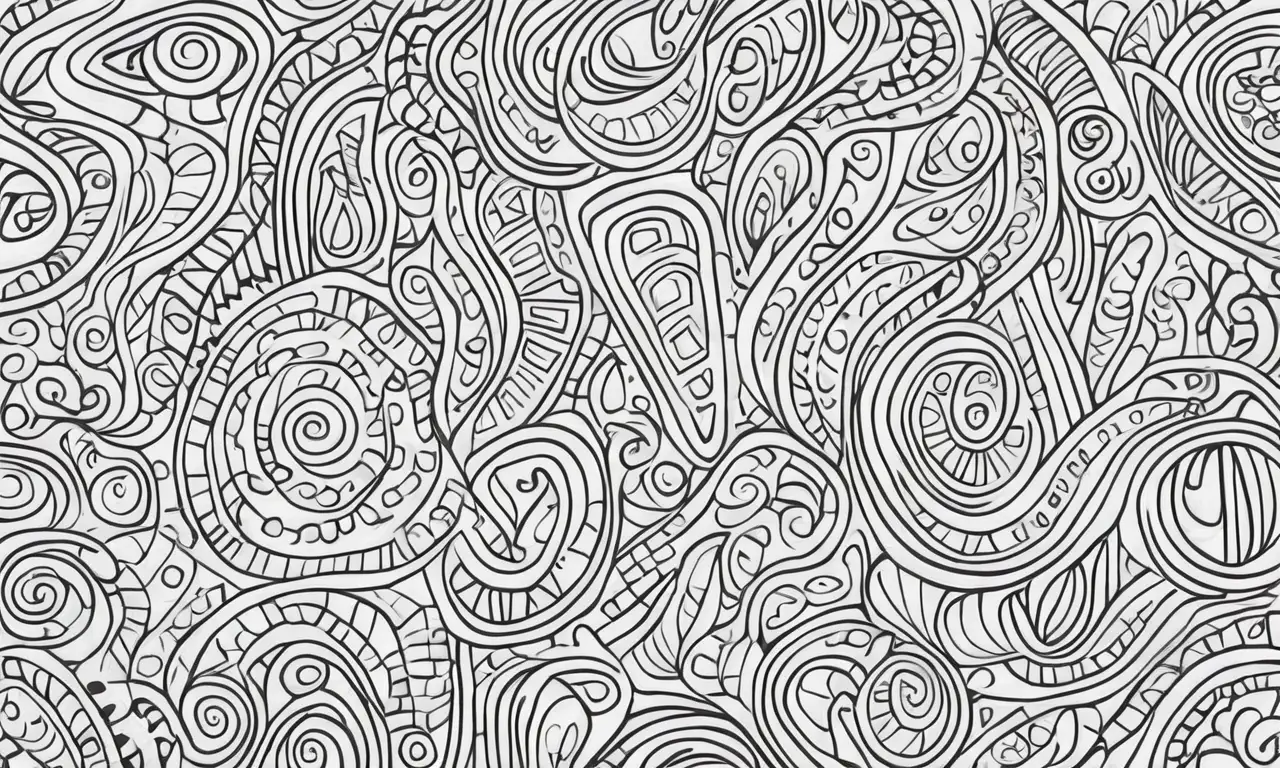 El diseño combina líneas audaces, sombras suaves, patrones intrincados y colores apagados para crear una composición dinámica y equilibrada