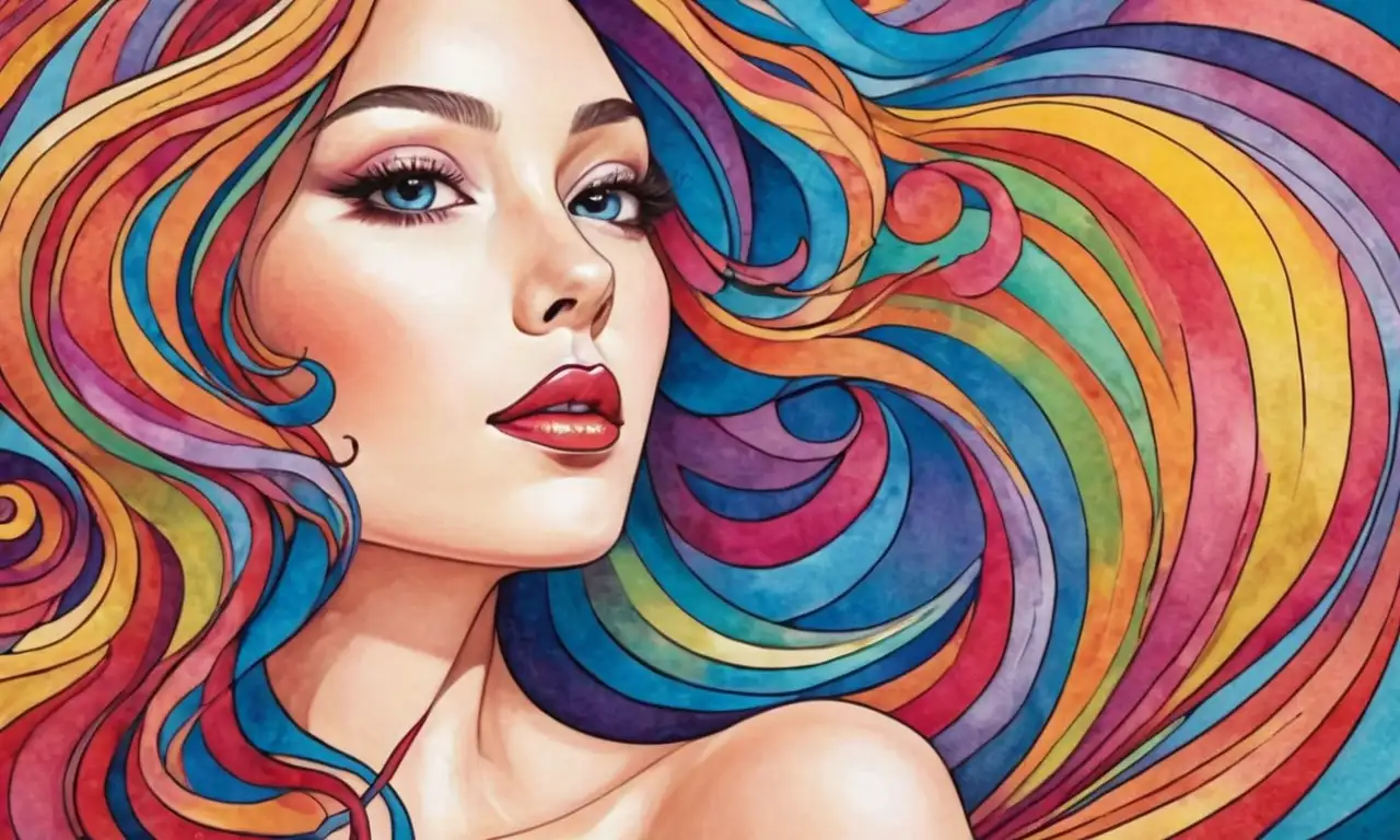 Colores vibrantes y dinámicos resaltan la pasión y la intimidad en una composición armoniosa